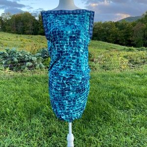 BCBGMaxAzria Blue Print Sleeveless Mini Dress